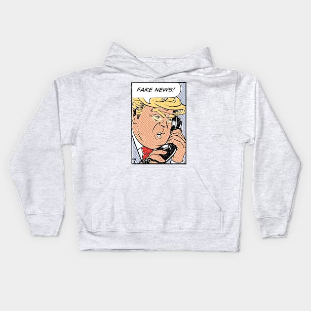 Donald Trump Pop Art Fake News Kids Hoodie by vo_maria